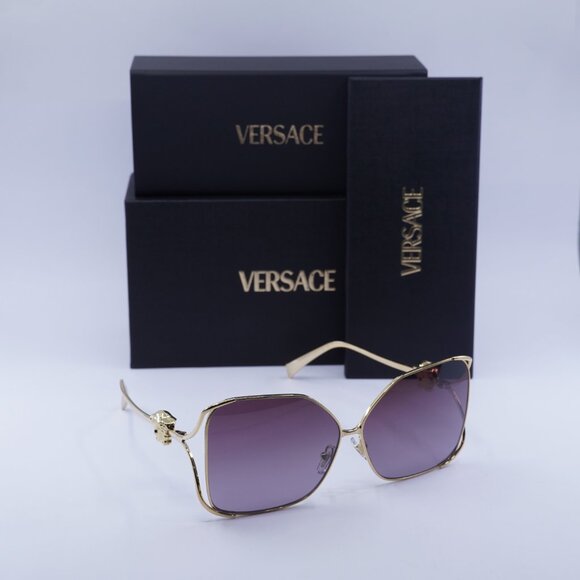 Versace VE2288 1002/6X Square Sunglasses – Gold/Violet Gradient - Picture 4 of 9